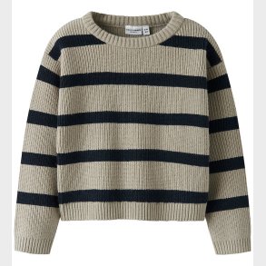 Name It Bluse - Strik - NmfVnilla - Island Fossil/W. Navy Bla