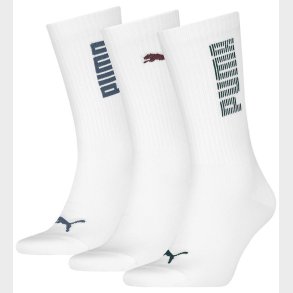 Puma Strmper - Regular Crew - 3-pak - Hvid/Colored Logos