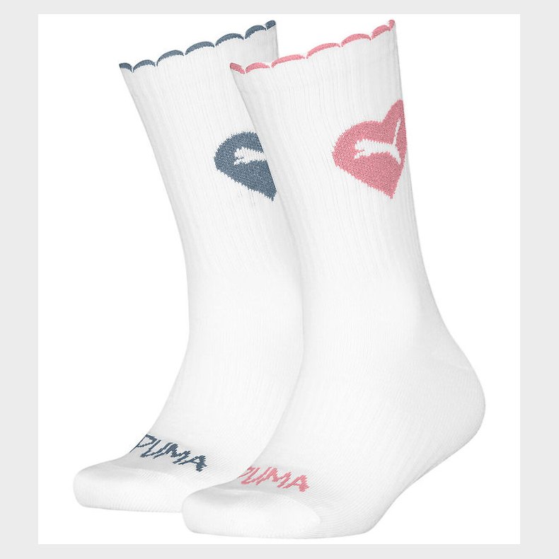Puma Strmper - Kids Crew - 2-pak - Hvid/Pink/Bl