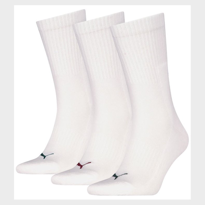 Puma Strmper - Regular Crew - 3-pak - Hvid/Colored Logo