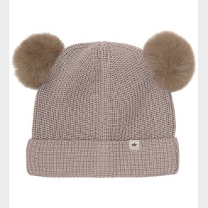 Huttelihut Hue - Uld - Strik - Camel Melange m. Kvaster