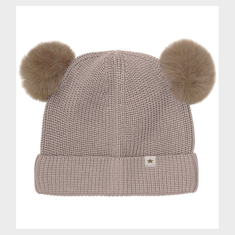 Huttelihut Hue - Uld - Strik - Camel Melange m. Kvaster