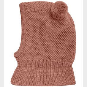 Huttelihut Elefanthue - Uld - Strik - 2-lags - Burlwood m. Kvast