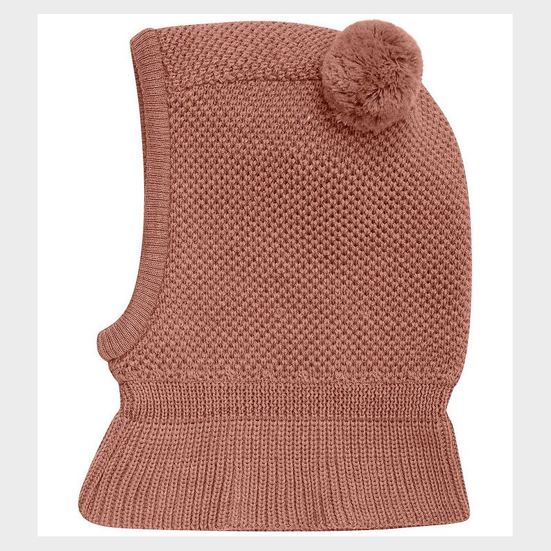 Huttelihut Elefanthue - Uld - Strik - 2-lags - Burlwood m. Kvast