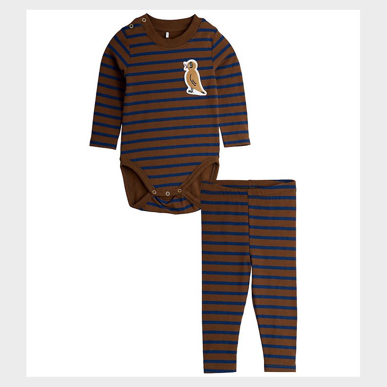 Mini Rodini St - Leggings/Body l/ - Brun m. Striber