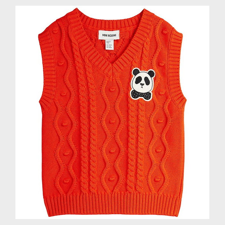 Mini Rodini T-shirt - Strik - Panda Patch - Red