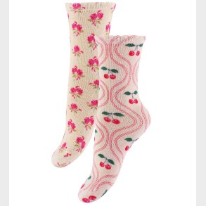 Konges Sljd Strmper - 2-pak - AOP - Cherry Mix