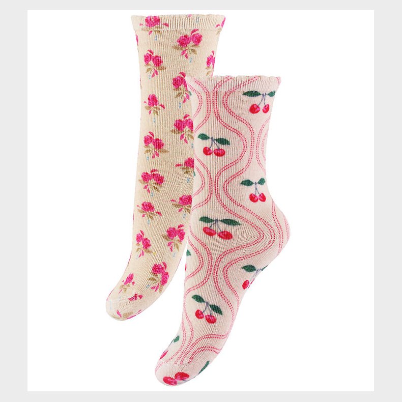 Konges Sljd Strmper - 2-pak - AOP - Cherry Mix