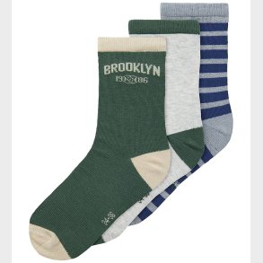 Name It Strmper - NkmNols - 3-pak - Grey Melange/Garden Topiary