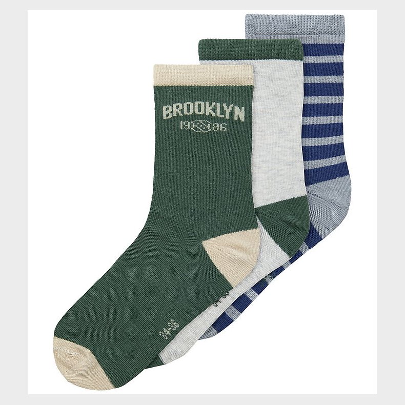 Name It Strmper - NkmNols - 3-pak - Grey Melange/Garden Topiary