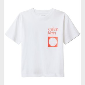 Calvin Klein T-shirt - City Scene - Bright White m. Orange