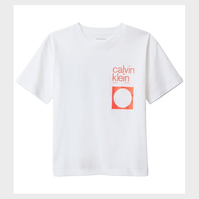 Calvin Klein T-shirt - City Scene - Bright White m. Orange