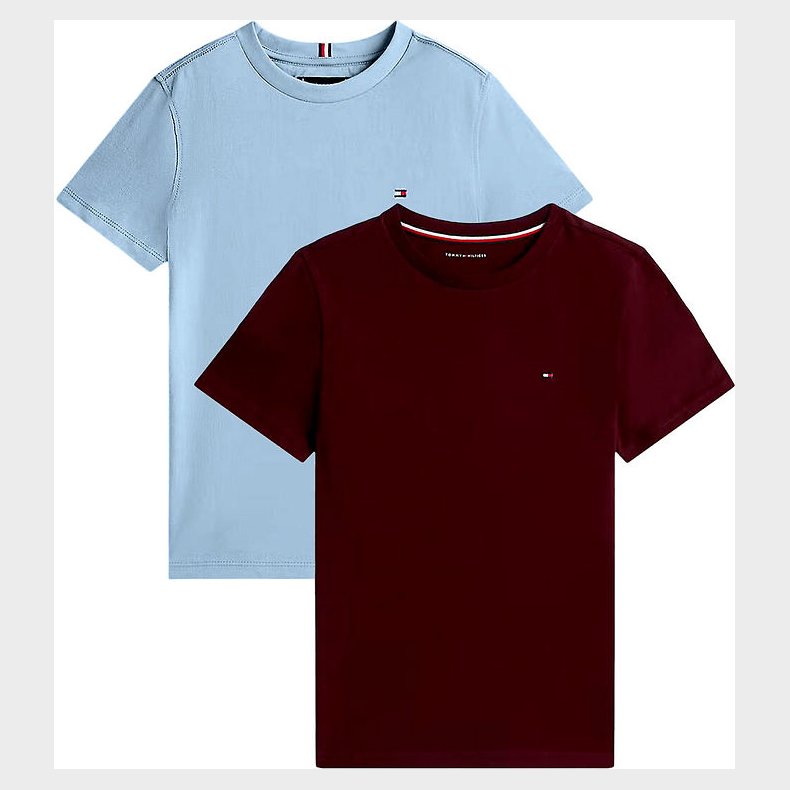 Tommy Hilfiger T-shirt - 2-pak - Deep Rouge/Brisk Blue