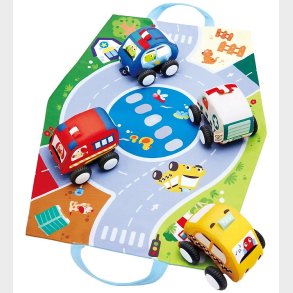 Hape Biler - Pull-Back Plush Car Set - 4-pak