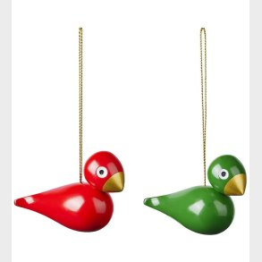 Kay Bojesen Trfigur - 2-stk - Julefugl - Rd/Grn