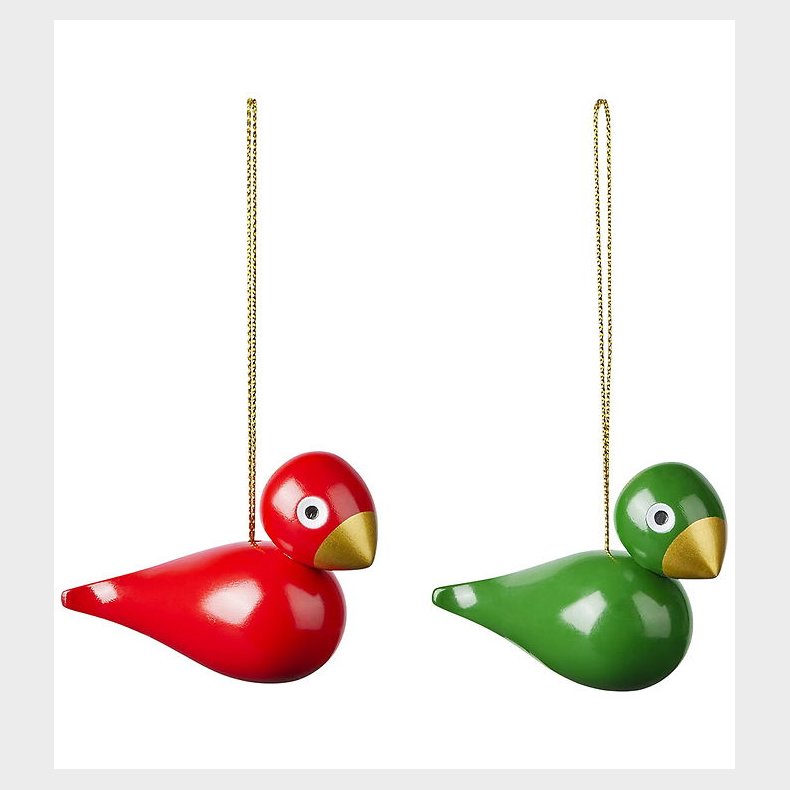 Kay Bojesen Trfigur - 2-stk - Julefugl - Rd/Grn