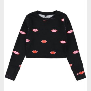 Stella McCartney Kids Badebluse - UV50+ - Black/Red Lips