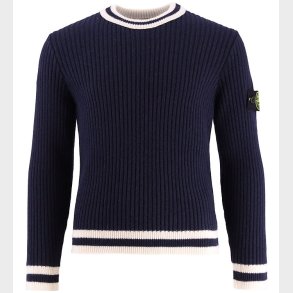 Stone Island Bluse - Uld/Viskose - Navy m. Hvid