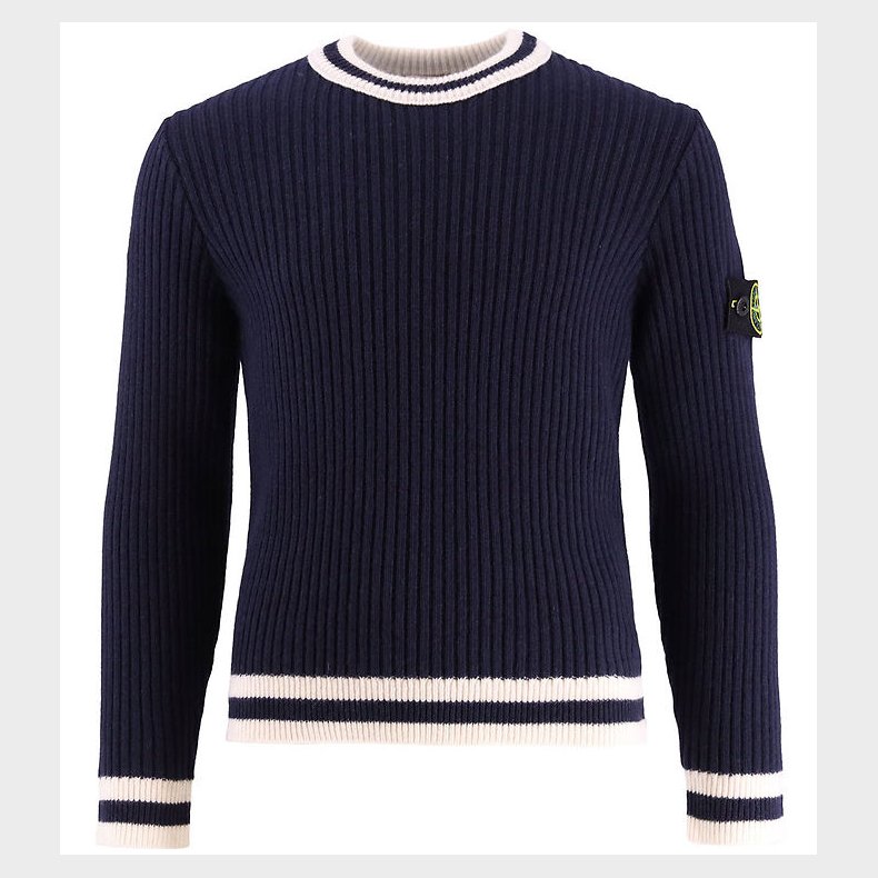 Stone Island Bluse - Uld/Viskose - Navy m. Hvid