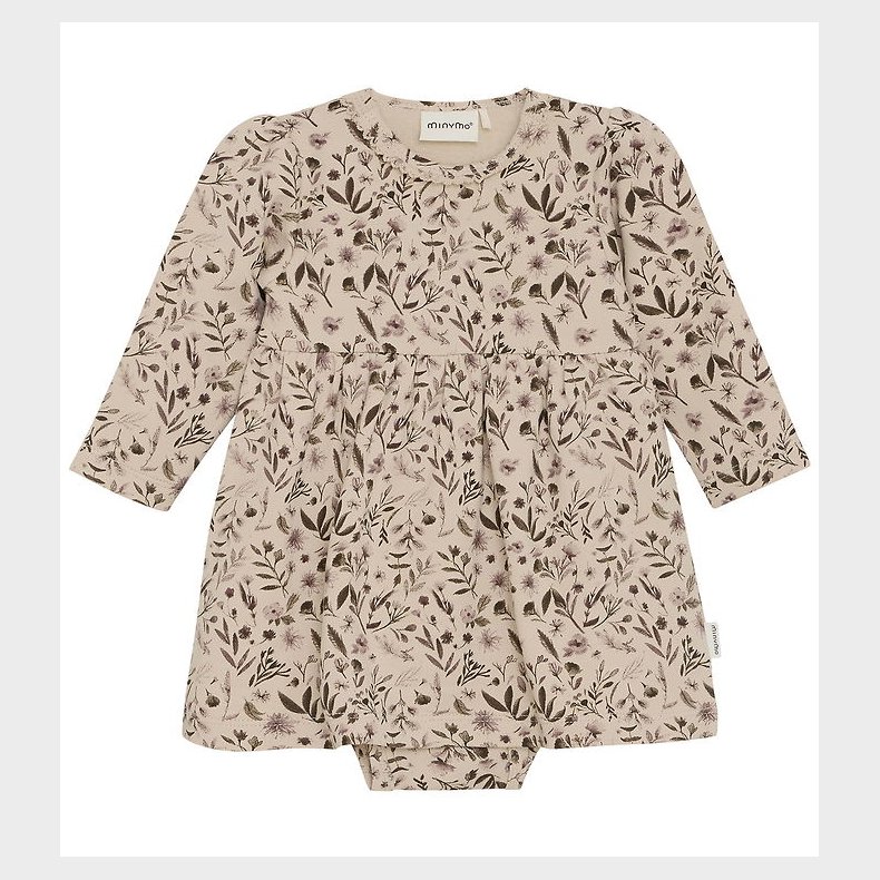 Minymo Kjole - Body l/� - AOP - Smoke Gray