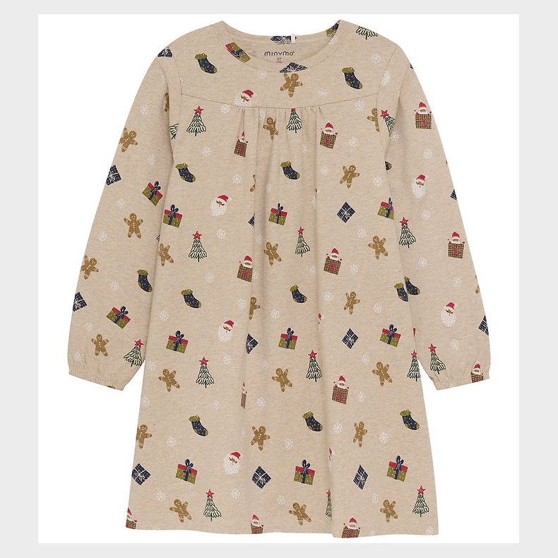 Minymo Natkjole - AOP - Beige Melange