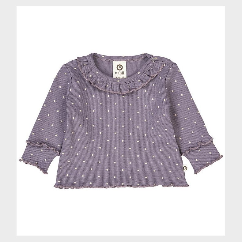 M�sli Bluse - Rib - Dot - Lilac Fog/Oak