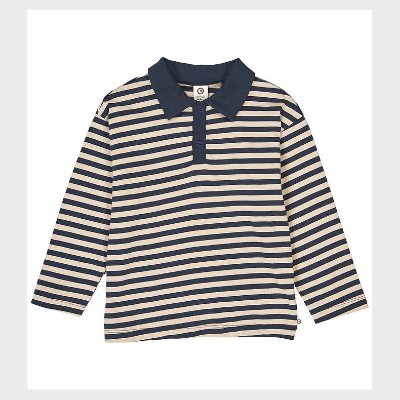 M�sli Polobluse - Stripe Polo - Oak/Night Blue
