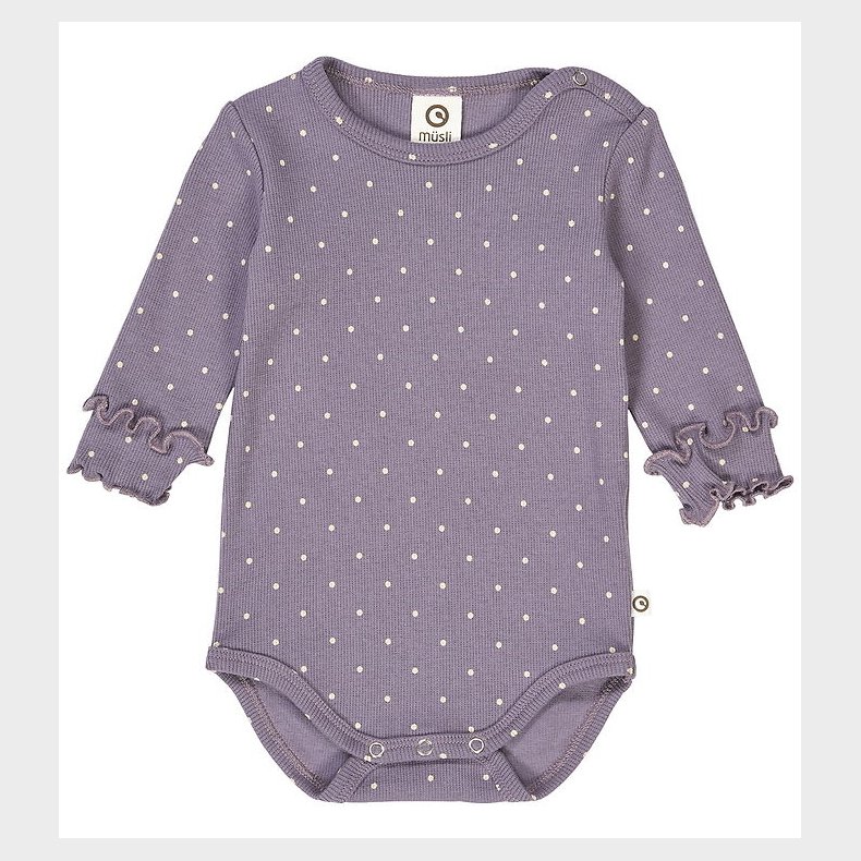 M�sli Body l/� - Rib - Dot - Lilac Fog/Oat