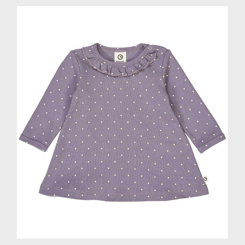 Msli Kjole - Rib - Dot - Lilac Fog/Oak