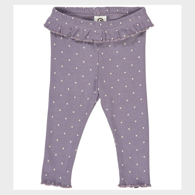 M�sli Leggings - Rib - Dot - Lilac Fog/Oak