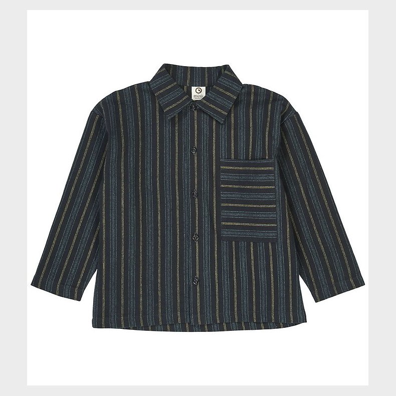 Msli Skjorte - Stripe - Night Blue/Moss/Stormy Blue
