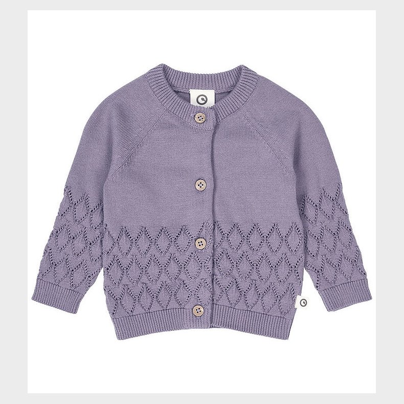 M�sli Cardigan - Strik - Leaf - Lilac Fog m. Hulm�nster