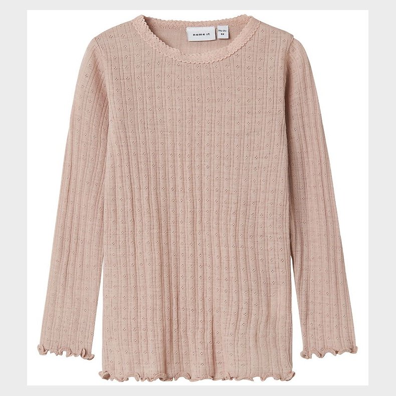 Name It Bluse - Uld/Silke - Rib - NmfWossa - Shadow Gray