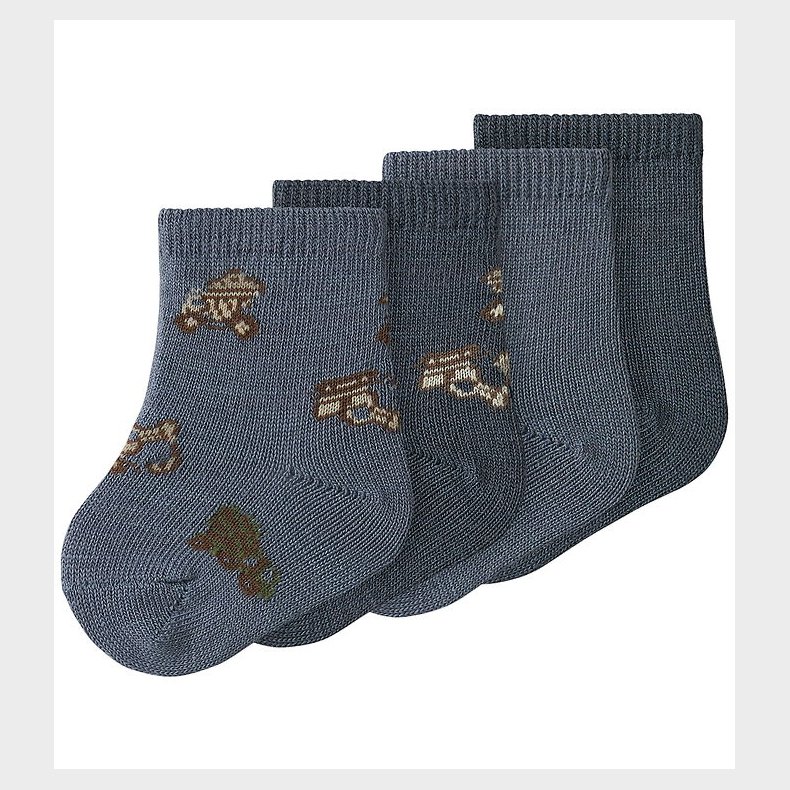 Name It Strmper - Uld/Bomuld - 4 pak - NbmWak - Folkstone Gray/