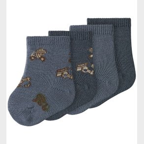 Name It Strmper - Uld/Bomuld - 4 pak - NbmWak - Folkstone Gray/