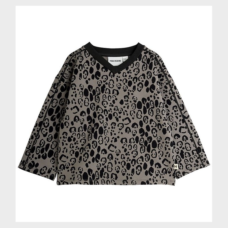 Mini Rodini Bluse - Leopard Brushed Top - Gr/Sort