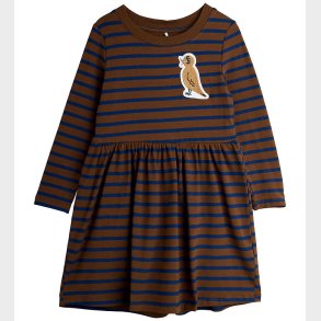 Mini Rodini Kjole - Stripe Bird Patch - Brun/Bl