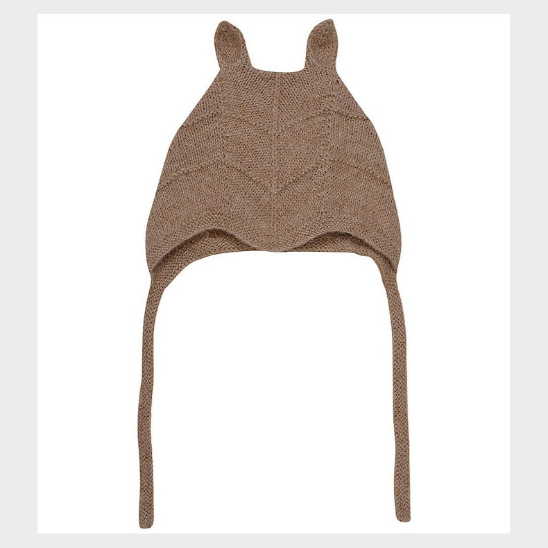 Huttelihut Babyhjelm m. rer - Alpakauld - Strik - Camel Melange