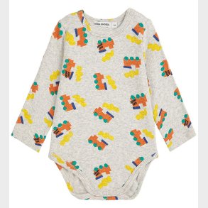 Bobo Choses Body l/ - Choo Choo All Over - Light Grey Heather