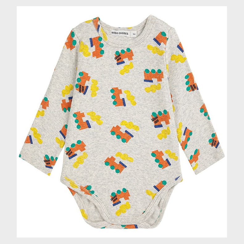 Bobo Choses Body l/ - Choo Choo All Over - Light Grey Heather