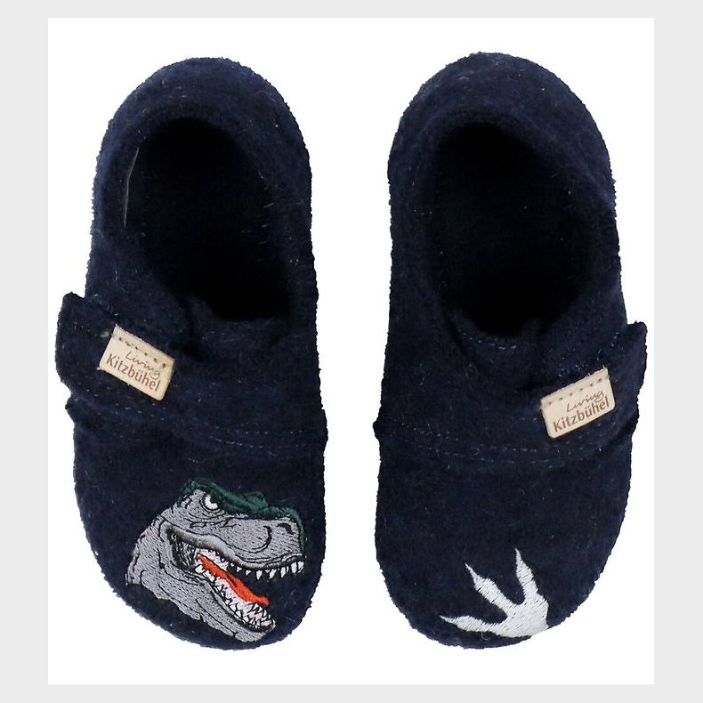 Living Kitzbhel Hjemmesko - Uld - Nachtblau m. T-rex