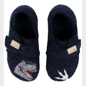 Living Kitzbhel Hjemmesko - Uld - Nachtblau m. T-rex