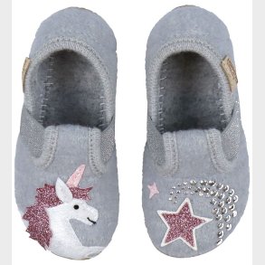 Living Kitzbhel Ballerina Hjemmesko - Uld - Hellgrau m. Enhjrn