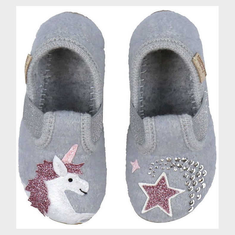 Living Kitzbhel Ballerina Hjemmesko - Uld - Hellgrau m. Enhjrn