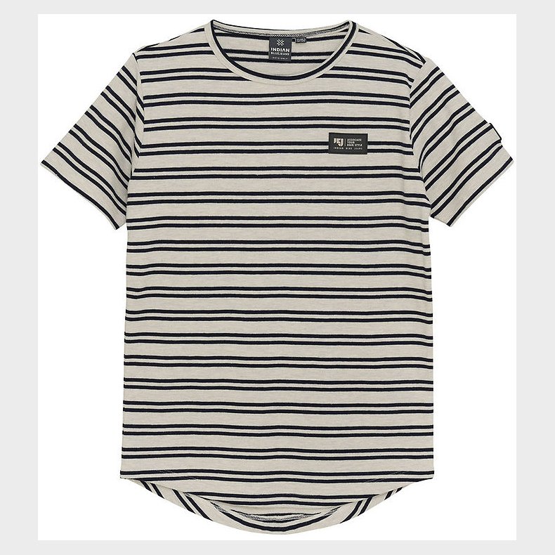 Indian Blue Jeans T-shirt - Lysegrmeleret m. Striber