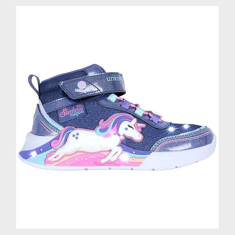 Skechers Stvler m. Lys - Unicorn Chaser - Navy/Multi