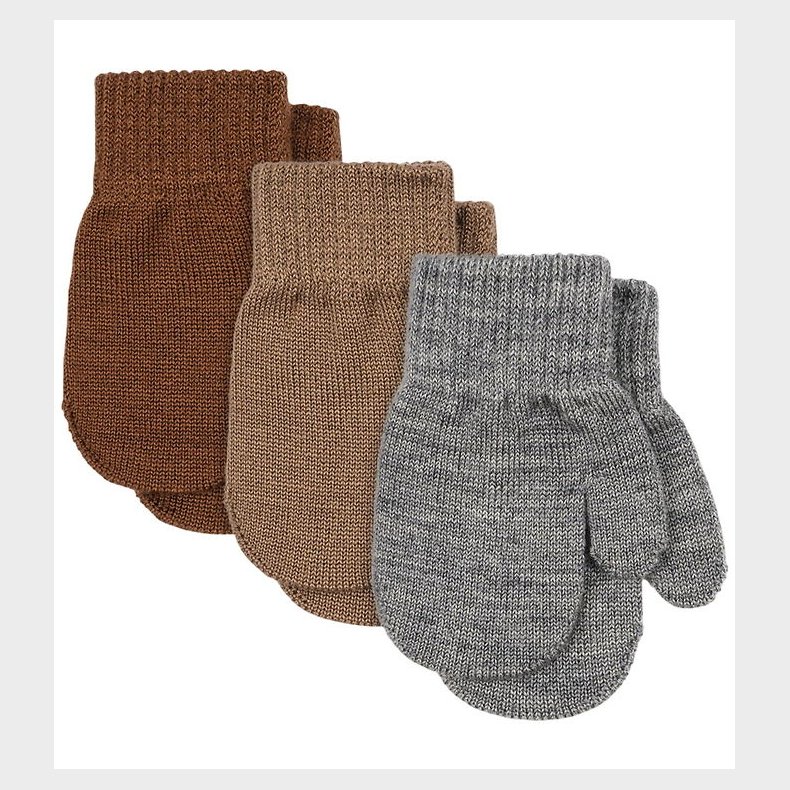 Konges Sljd Luffer - Uld/Akryl - Filla - 3-pak - Grey Melange/B