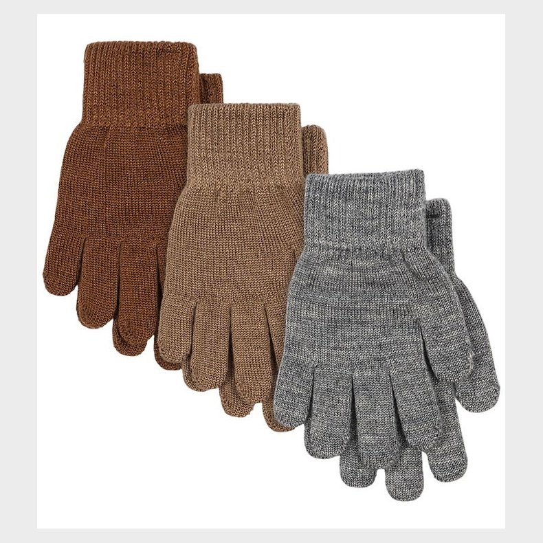 Konges Sljd Handsker - Uld/Akryl - Filla - 3-pak - Grey Melange