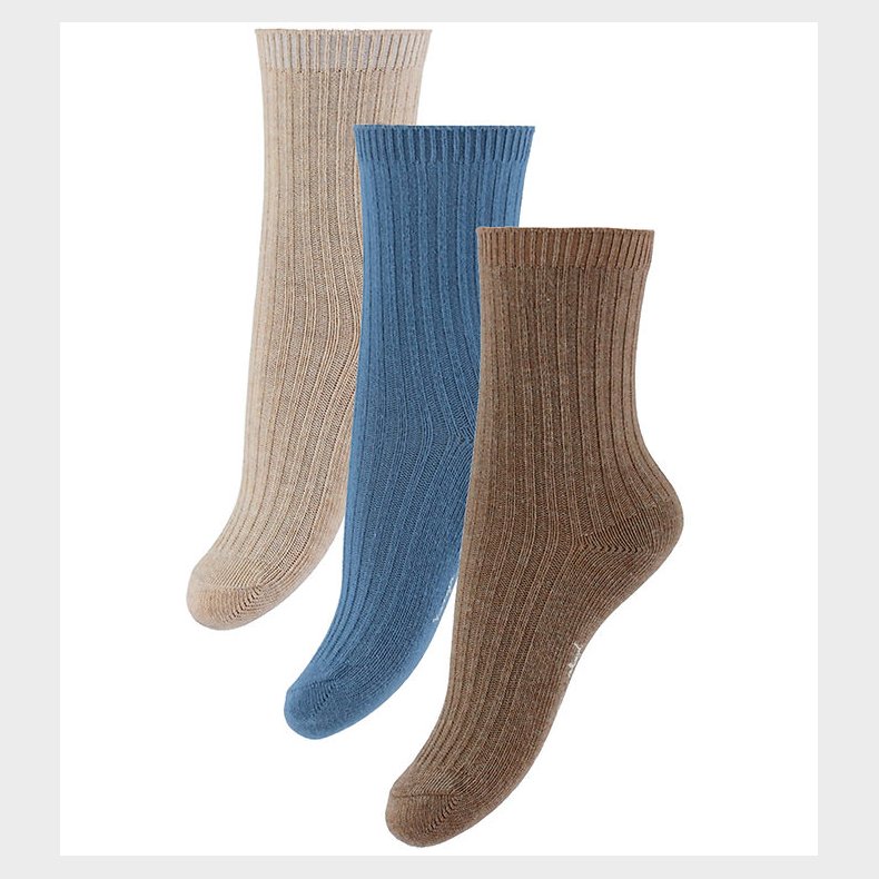 Konges Sljd Strmper - 3-pak - Rib - Sleet Mix