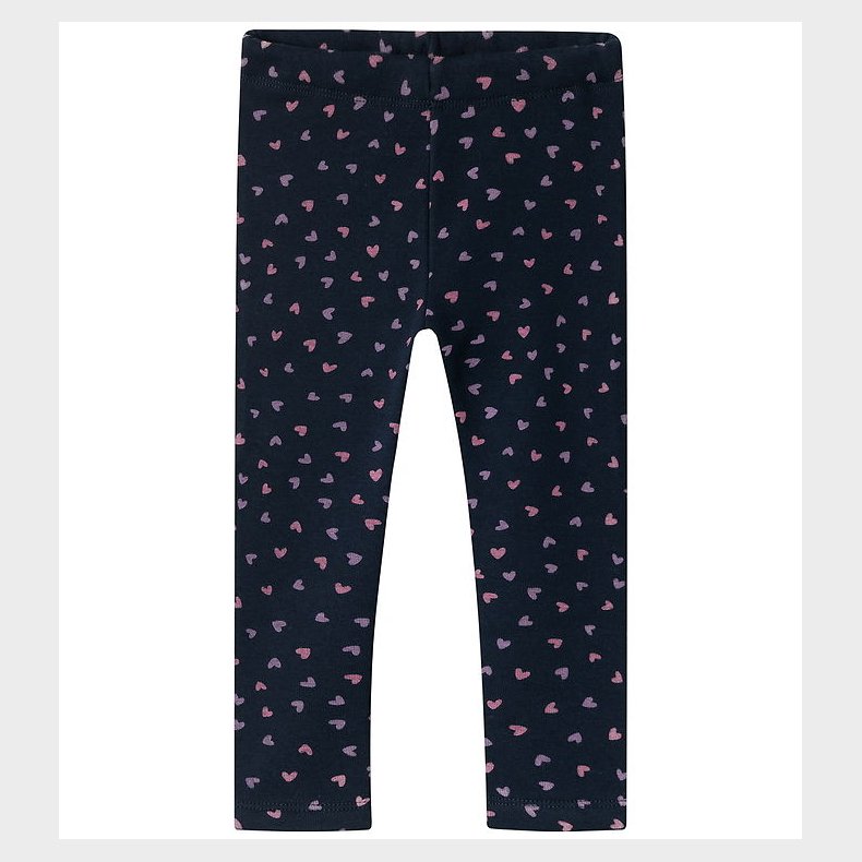 Name It Leggings m. Fleece - NmfDavina - Dark Sapphire/Heart AOP